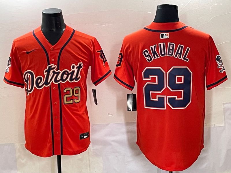 Men 2025 Detroit Tigers #29 Skubal Orange Fashion Nike MLB Jersey style 7153